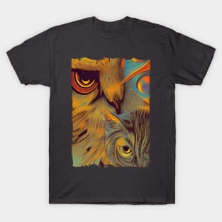 a cat and an owl T-Shirt